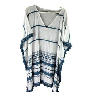 Debbie Katz Blue & White horizontal stripe beach cover up tunic